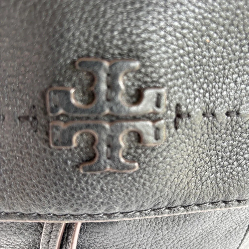 Tory Burch Thea Mini Backpack‎ Black Pebbled Leather Tassel Drawstring Bag